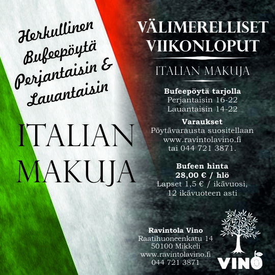 Herkullinen viikonloppubufee tarjolla perjantaisin ja lauantaisin